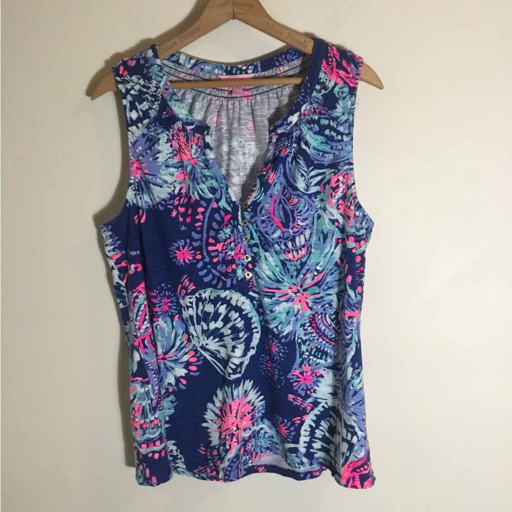 Lilly Pulitzer Blue and Pink Floral Tank Top - Picture 2 of 7
